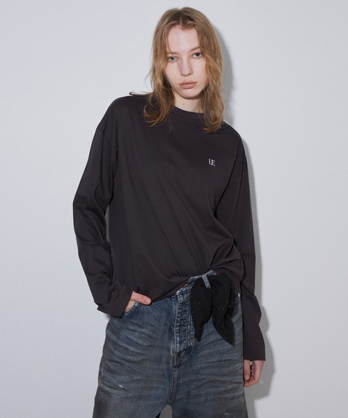 LE CIEL BLEU(ルシェルブルー)の「LEエンブロイダリーロングT / LE Embroidery Long T(Tシャツ/カットソー・レディース・チャコールグレー/オフホワイト/ライトブルー・36)」の13枚目の写真
