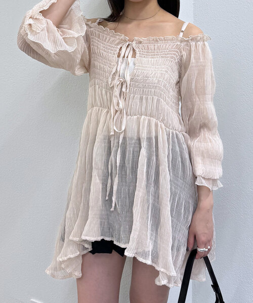 入荷now 買えない mline]シアー楊柳ティアードブラウス（シャツ/ブラウス）｜mline トップス