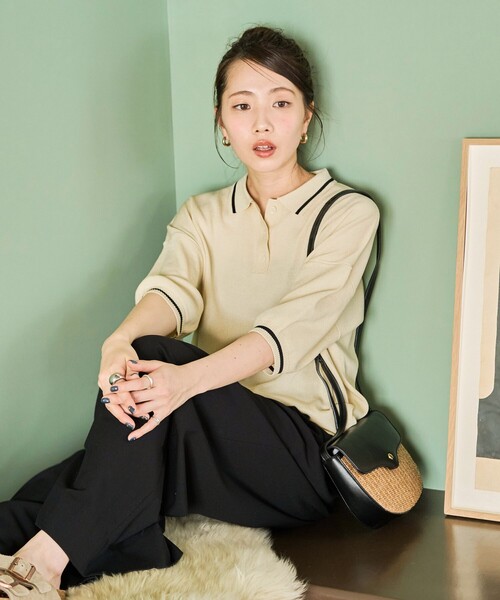 セール】限定展開 サマーニット ライン 半袖 ポロシャツ(接触冷