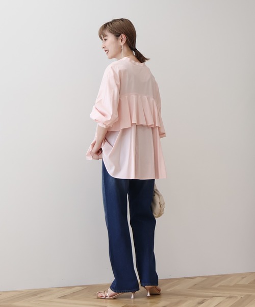 AMERICAN HOLIC(アメリカンホリック)の「バックフリルバンドカラーシャツ(シャツ/ブラウス・レディース・オフホワイト/ブラック/ライトピンク・L/M)」の9枚目の写真