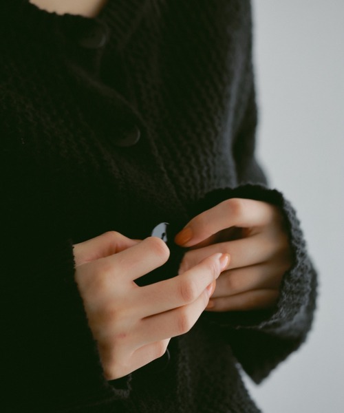 CASA FLINE（カーサフライン）の「透かし編みラウンドニットカーディガン（カーディガン/ボレロ・レディース・ブラック/オレンジ/ホワイト・FREE）」の12枚目の写真