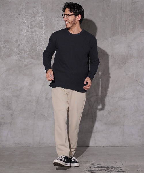 jiggys shop(ジギーズショップ)の「クルーネック ワッフルサーマル 長袖Tシャツ ロンT カットソー(Tシャツ/カットソー・メンズ・ブラック/アイボリー/ピンク系その他/チャコールグレー/ホワイト・MEDIUM/X-LARGE/LARGE)」の18枚目の写真