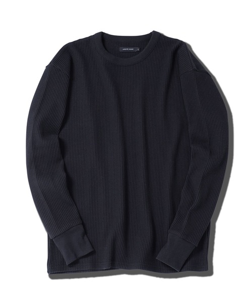 jiggys shop(ジギーズショップ)の「ワッフル編み サーマル クルーネック ロンT カットソー(Tシャツ/カットソー・メンズ・ブラック/アイボリー/ピンク系その他/チャコールグレー/ホワイト・MEDIUM/X-LARGE/LARGE)」の6枚目の写真