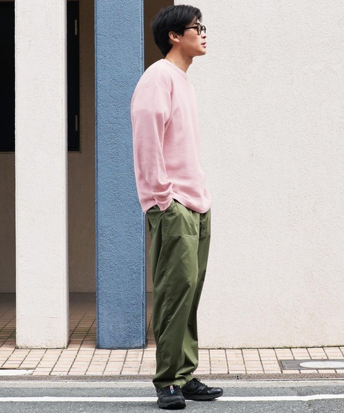 jiggys shop(ジギーズショップ)の「ワッフル編み サーマル クルーネック ロンT カットソー(Tシャツ/カットソー・メンズ・ブラック/アイボリー/ピンク系その他/チャコールグレー/ホワイト・MEDIUM/X-LARGE/LARGE)」の13枚目の写真