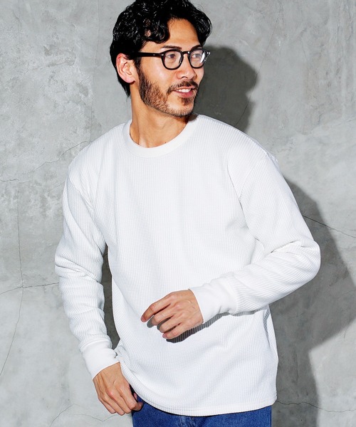 jiggys shop(ジギーズショップ)の「ワッフル編み サーマル クルーネック ロンT カットソー(Tシャツ/カットソー・メンズ・ブラック/アイボリー/ピンク系その他/チャコールグレー/ホワイト・MEDIUM/X-LARGE/LARGE)」の21枚目の写真