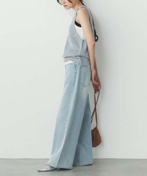 hunch（ハンチ）の「ペーパーヤーン オーバーニットタンクトップ（タンクトップ・レディース・ネイビー/ベージュ/ブルーグレー・FREE）」の8枚目の写真