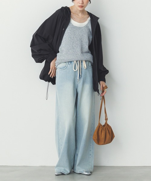 hunch（ハンチ）の「ペーパーヤーン オーバーニットタンクトップ（タンクトップ・レディース・ネイビー/ベージュ/ブルーグレー・FREE）」の9枚目の写真