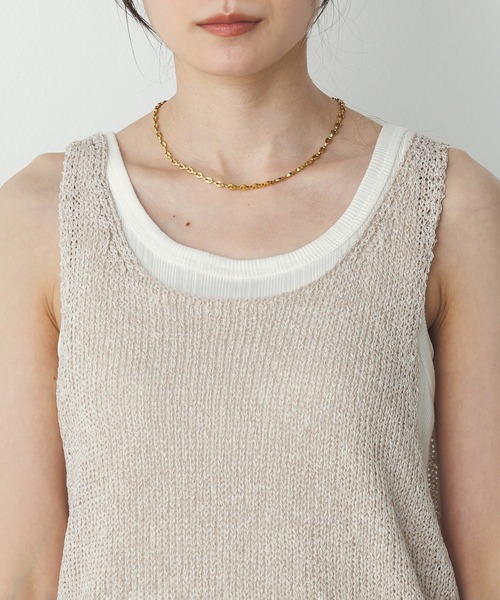 hunch（ハンチ）の「ペーパーヤーン オーバーニットタンクトップ（タンクトップ・レディース・ネイビー/ベージュ/ブルーグレー・FREE）」の13枚目の写真