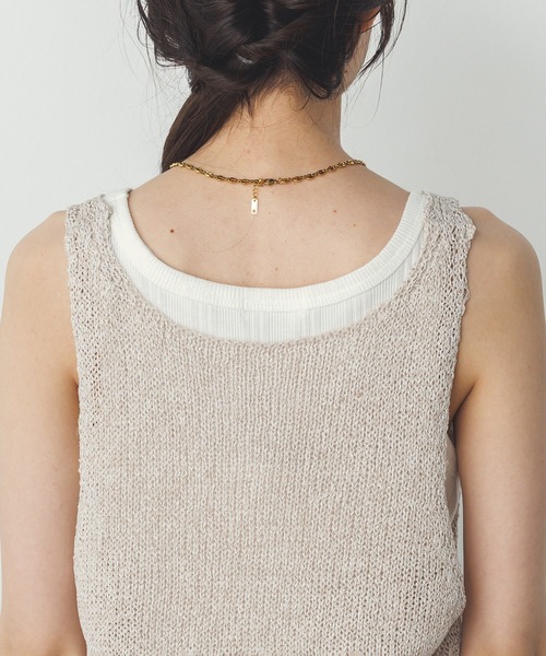 hunch（ハンチ）の「ペーパーヤーン オーバーニットタンクトップ（タンクトップ・レディース・ネイビー/ベージュ/ブルーグレー・FREE）」の15枚目の写真