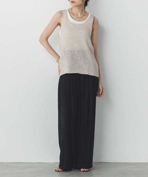 hunch（ハンチ）の「ペーパーヤーン オーバーニットタンクトップ（タンクトップ・レディース・ネイビー/ベージュ/ブルーグレー・FREE）」の16枚目の写真