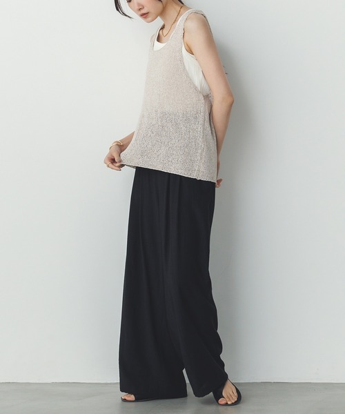 hunch（ハンチ）の「ペーパーヤーン オーバーニットタンクトップ（タンクトップ・レディース・ネイビー/ベージュ/ブルーグレー・FREE）」の17枚目の写真