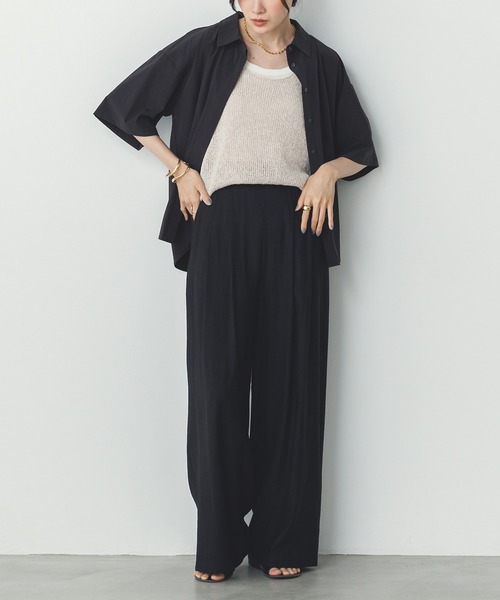 hunch（ハンチ）の「ペーパーヤーン オーバーニットタンクトップ（タンクトップ・レディース・ネイビー/ベージュ/ブルーグレー・FREE）」の18枚目の写真