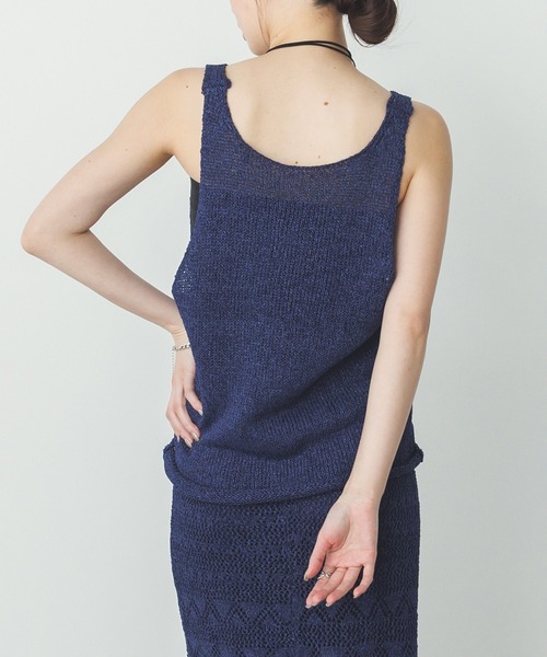hunch（ハンチ）の「ペーパーヤーン オーバーニットタンクトップ（タンクトップ・レディース・ネイビー/ベージュ/ブルーグレー・FREE）」の21枚目の写真