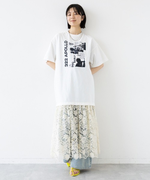 RAGEBLUE（レイジブルー）の「ヴィンテージレースドッキングロックプリントワンピース（ワンピース・レディース・ホワイト/ブラック・FREE）」の9枚目の写真