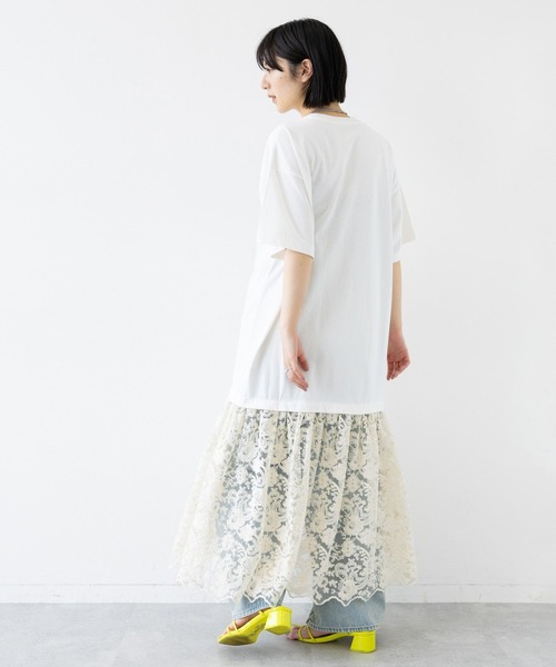 RAGEBLUE（レイジブルー）の「ヴィンテージレースドッキングロックプリントワンピース（ワンピース・レディース・ホワイト/ブラック・FREE）」の5枚目の写真