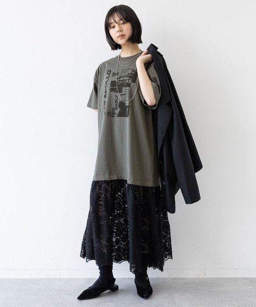 RAGEBLUE（レイジブルー）の「ヴィンテージレースドッキングロックプリントワンピース（ワンピース・レディース・ホワイト/ブラック・FREE）」の4枚目の写真