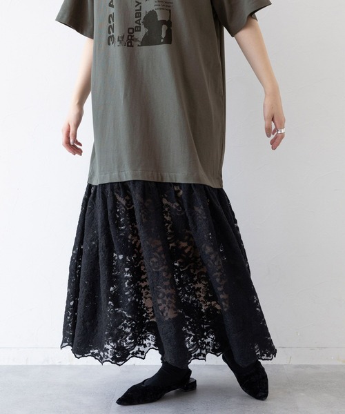 RAGEBLUE（レイジブルー）の「ヴィンテージレースドッキングロックプリントワンピース（ワンピース・レディース・ホワイト/ブラック・FREE）」の21枚目の写真