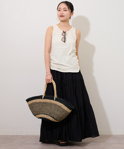 The Bagmati（ザバグマティ）の「【BAGMATI/バグマティ】ビッグラウンドカゴバッグ（かごバッグ・レディース・ブラック/オレンジ・FREE）」の3枚目の写真