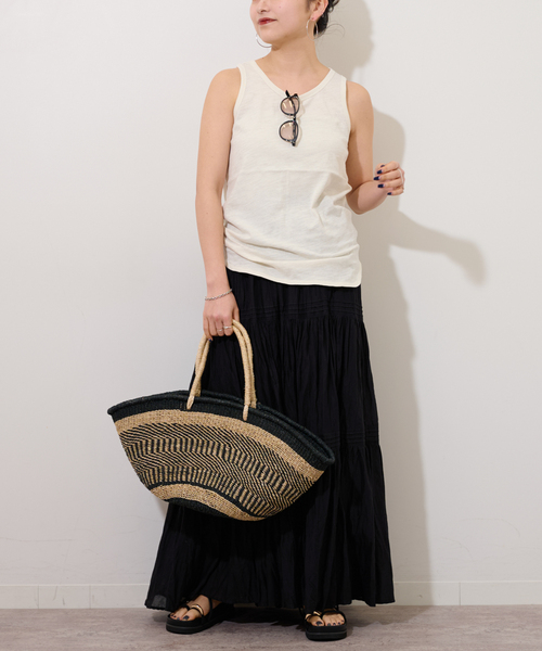 The Bagmati（ザバグマティ）の「【BAGMATI/バグマティ】ビッグラウンドカゴバッグ（かごバッグ・レディース・ブラック/オレンジ・FREE）」の4枚目の写真