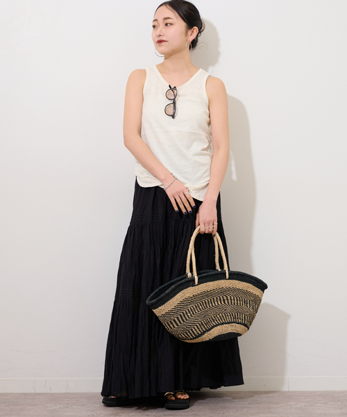 The Bagmati（ザバグマティ）の「【BAGMATI/バグマティ】ビッグラウンドカゴバッグ（かごバッグ・レディース・ブラック/オレンジ・FREE）」の5枚目の写真