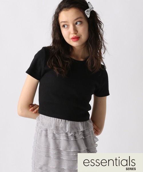 FOREVER 21（フォーエバー トゥエンティーワン）の「【2025SS】リブコンパクトクロップドＴシャツ（Tシャツ/カットソー・レディース・ブラック/ブルー/オフホワイト/イエロー・LARGE/MEDIUM/SMALL）」の2枚目の写真