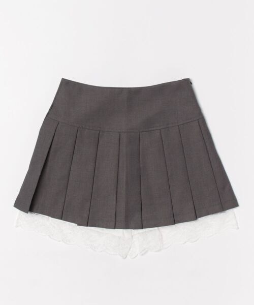 Another Branch olive des olive（アナザーブランチオリーブデオリーブ）の「裾レースミニプリーツスカート（スカート・レディース・ブラック/チャコールグレー・FREE）」の3枚目の写真
