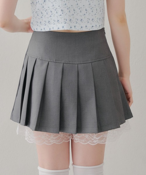Another Branch olive des olive（アナザーブランチオリーブデオリーブ）の「裾レースミニプリーツスカート（スカート・レディース・ブラック/チャコールグレー・FREE）」の5枚目の写真
