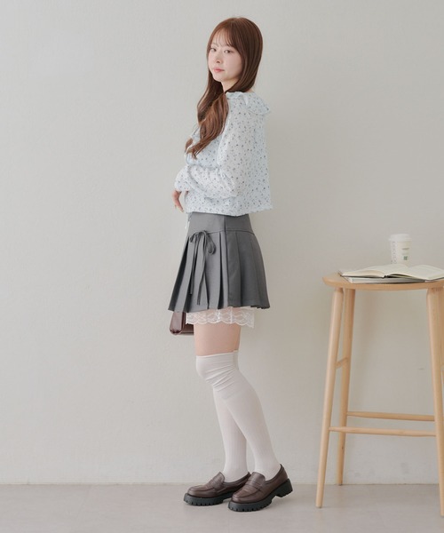 Another Branch olive des olive（アナザーブランチオリーブデオリーブ）の「裾レースミニプリーツスカート（スカート・レディース・ブラック/チャコールグレー・FREE）」の20枚目の写真