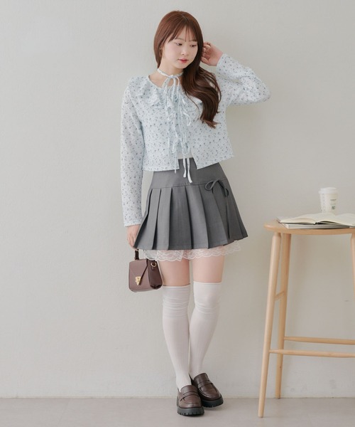 Another Branch olive des olive（アナザーブランチオリーブデオリーブ）の「裾レースミニプリーツスカート（スカート・レディース・ブラック/チャコールグレー・FREE）」の19枚目の写真