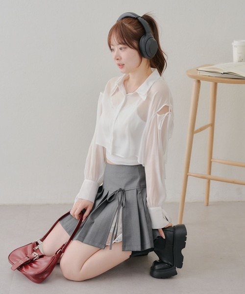 Another Branch olive des olive（アナザーブランチオリーブデオリーブ）の「裾レースミニプリーツスカート（スカート・レディース・ブラック/チャコールグレー・FREE）」の11枚目の写真