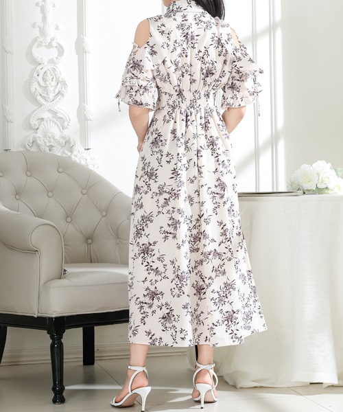 Lace Ladies(レースレディース)の「フラワー プリント 袖コンシャス 半袖 ワンピース(ワンピース・レディース・ラベンダー/アイボリー/ブラック・S/FREE)」の14枚目の写真