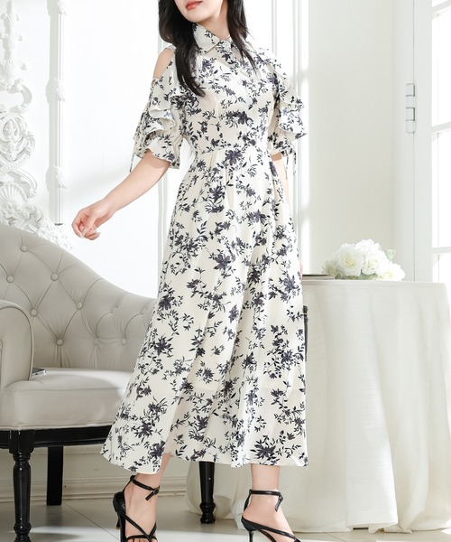 Lace Ladies(レースレディース)の「フラワー プリント 袖コンシャス 半袖 ワンピース(ワンピース・レディース・ラベンダー/アイボリー/ブラック・S/FREE)」の16枚目の写真