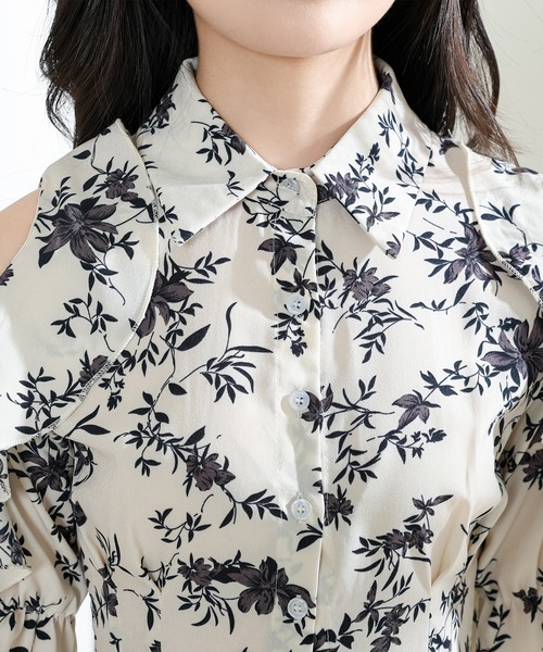 Lace Ladies(レースレディース)の「フラワー プリント 袖コンシャス 半袖 ワンピース(ワンピース・レディース・ラベンダー/アイボリー/ブラック・S/FREE)」の21枚目の写真