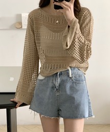 メッシュニットシアートップス