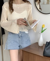 メッシュニットシアートップス