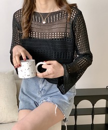 メッシュニットシアートップス