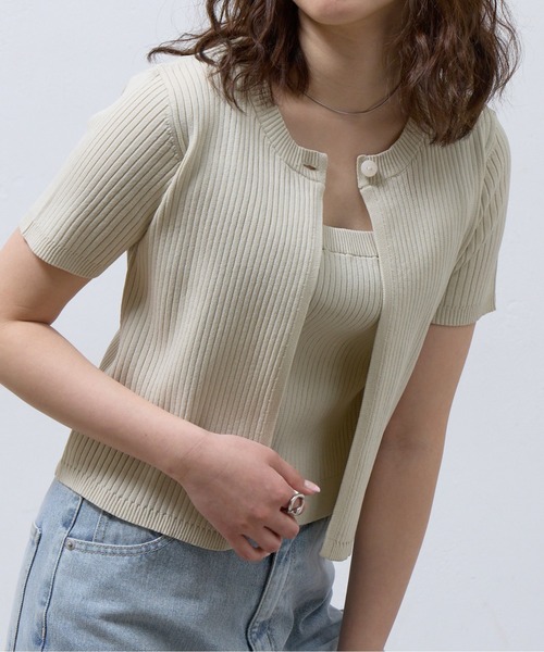 COLONY 2139(コロニートゥーワンスリーナイン)の「WEB限定/アンサンブルライクリブニットカーディガン(ニット/セーター・レディース・オフホワイト/グレー/ブラック・FREE)」の2枚目の写真