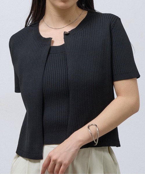 COLONY 2139(コロニートゥーワンスリーナイン)の「WEB限定/アンサンブルライクリブニットカーディガン(ニット/セーター・レディース・オフホワイト/グレー/ブラック・FREE)」の3枚目の写真