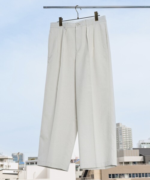 FREAK'S STORE(フリークスストア)の「FREAK’S STORE/フリークスストア Reflax 機能性素材 ワイドシルエット イージー スラックスパンツ/吸水速乾/イージーケア/UVカット/接触冷感/エコ素材/ストレッチ(その他パンツ・メンズ・チャコールグレー/オフホワイト/ブラウン/ブラック・SMALL/LARGE/MEDIUM)」の11枚目の写真