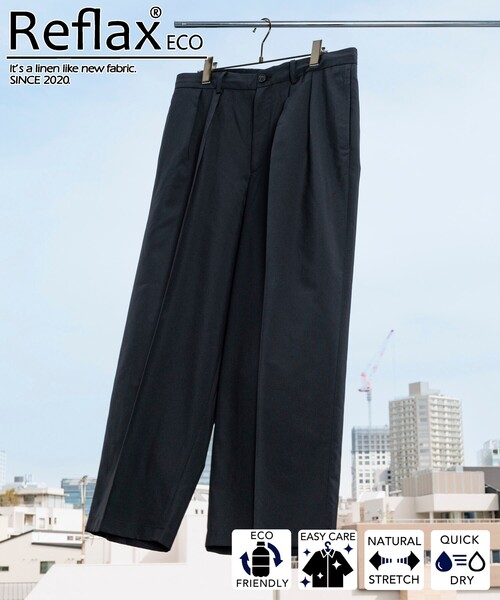 FREAK'S STORE(フリークスストア)の「FREAK’S STORE/フリークスストア Reflax 機能性素材 ワイドシルエット イージー スラックスパンツ/吸水速乾/イージーケア/UVカット/接触冷感/エコ素材/ストレッチ(その他パンツ・メンズ・チャコールグレー/オフホワイト/ブラウン/ブラック・SMALL/LARGE/MEDIUM)」の13枚目の写真