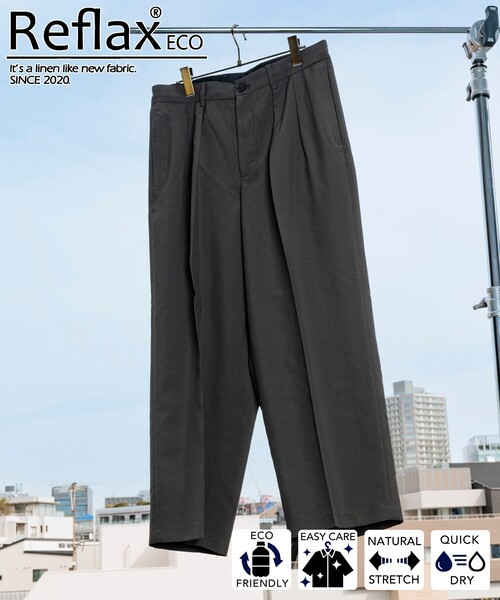 FREAK'S STORE(フリークスストア)の「FREAK’S STORE/フリークスストア Reflax 機能性素材 ワイドシルエット イージー スラックスパンツ/吸水速乾/イージーケア/UVカット/接触冷感/エコ素材/ストレッチ(その他パンツ・メンズ・チャコールグレー/オフホワイト/ブラウン/ブラック・SMALL/LARGE/MEDIUM)」の14枚目の写真