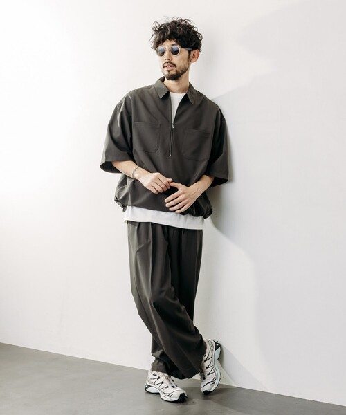 FREAK'S STORE(フリークスストア)の「FREAK’S STORE/フリークスストア Reflax 機能性素材 ワイドシルエット イージー スラックスパンツ/吸水速乾/イージーケア/UVカット/接触冷感/エコ素材/ストレッチ(その他パンツ・メンズ・チャコールグレー/オフホワイト/ブラウン/ブラック・SMALL/LARGE/MEDIUM)」の20枚目の写真