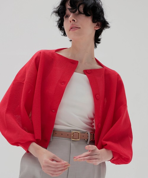 DRESSLAVE（ドレスレイブ）の「ALLONGE sheer cardigan(シアーカーディガン)（カーディガン/ボレロ・レディース・ホワイト/グレー/イエロー/ブルー/ネイビー/レッド・38）」の6枚目の写真