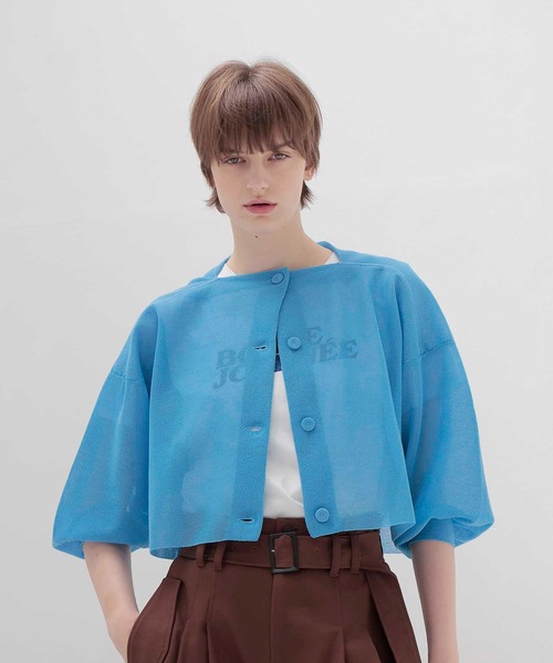 DRESSLAVE（ドレスレイブ）の「ALLONGE sheer cardigan(シアーカーディガン)（カーディガン/ボレロ・レディース・ホワイト/グレー/イエロー/ブルー/ネイビー/レッド・38）」の4枚目の写真