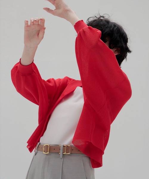 DRESSLAVE（ドレスレイブ）の「ALLONGE sheer cardigan(シアーカーディガン)（カーディガン/ボレロ・レディース・ホワイト/グレー/イエロー/ブルー/ネイビー/レッド・38）」の20枚目の写真