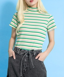 PUNYUS | マルチボーダーハイネックリブＴシャツ(Tシャツ/カットソー)