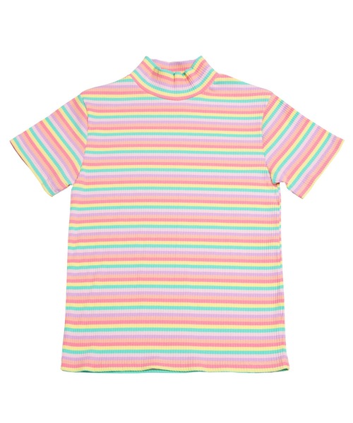 PUNYUS（プニュズ）の「マルチボーダーハイネックリブＴシャツ（Tシャツ/カットソー・レディース・ブルー/グリーン/ピンク・1/2/3/4）」の4枚目の写真