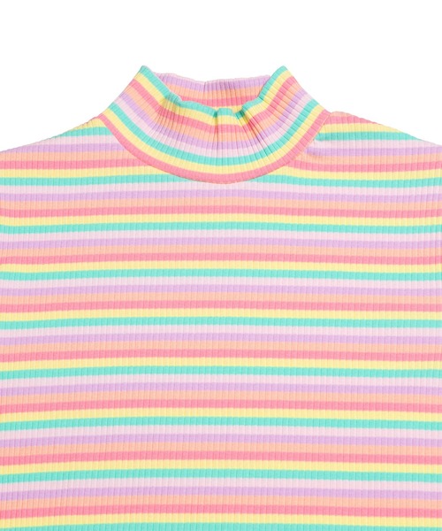 PUNYUS（プニュズ）の「マルチボーダーハイネックリブＴシャツ（Tシャツ/カットソー・レディース・ブルー/グリーン/ピンク・1/2/3/4）」の5枚目の写真