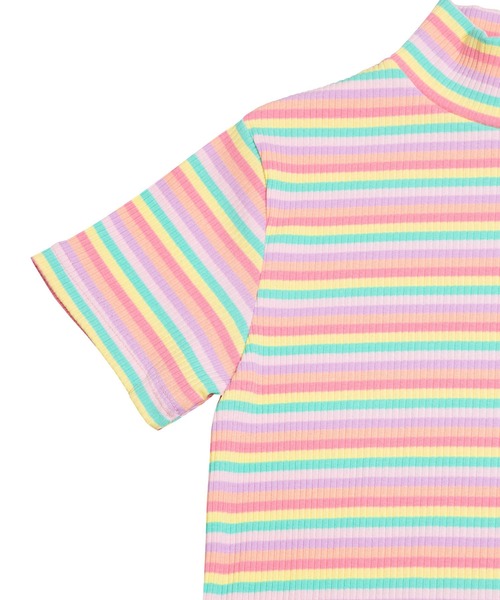 PUNYUS（プニュズ）の「マルチボーダーハイネックリブＴシャツ（Tシャツ/カットソー・レディース・ブルー/グリーン/ピンク・1/2/3/4）」の7枚目の写真