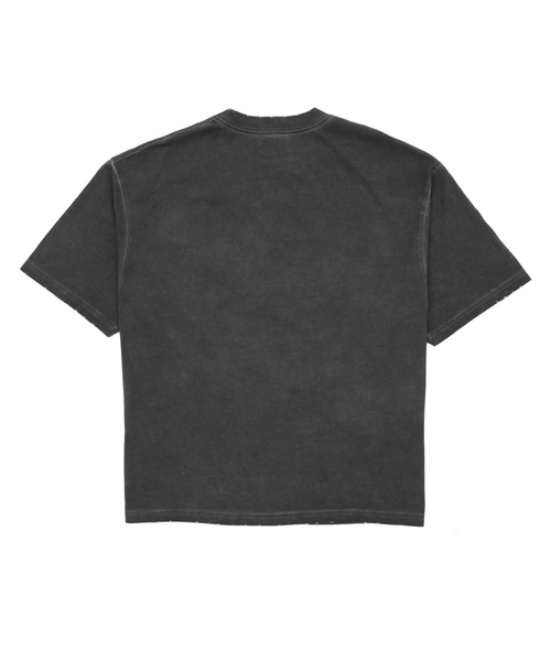 SHORT ROUND（ショートラウンド）の「SHORT ROUND/コールドダイダメージアップリケT（Tシャツ/カットソー・メンズ・グレー/スミクロ・LARGE/MEDIUM）」の3枚目の写真